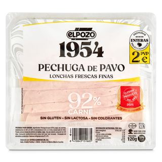 Pechuga De Pavo 92% Carne Elpozo 1954 Sobre 120 G