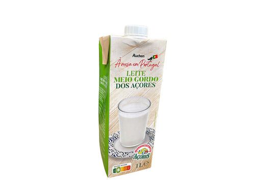 LEITE MEIO GORDO AUCHAN:AÇORES 1L