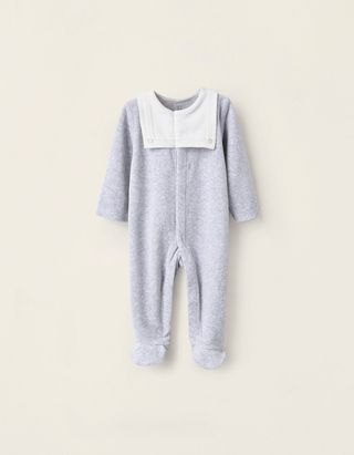Babygrow de Veludo com Gola de Marinheiro para Recém-Nascido - Tamanho 0/1M