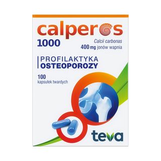 Calperos 1000, 400 mg jonów wapnia, kapsułki twarde, 100 szt