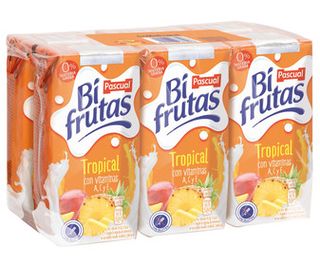 Leche con Zumo de Frutas Tropicales Bifrutas de Pascual 6 X 200 Ml