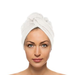 Asciugamano capelli turbante spugna bianco - Basik