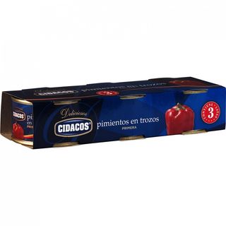 Pimientos Rojos Trozos Cidacos 1/8 Peso Escurrido 3x60 Gr.