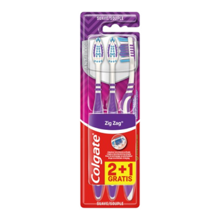 Colgate Cepillo de Dientes ZigZag Limpieza Profunda y Suave 3u