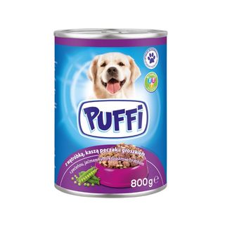 Puffi Karma mokra dla psa z watróbką, kaszą pęczak i groszkiem 800 g
