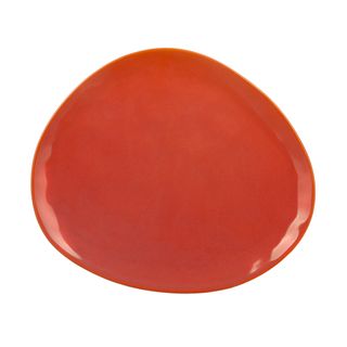 Piatto frutta triangolare in ceramica - salmone