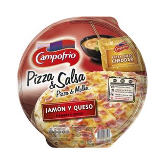 Pizza de Jamón y Queso con Salsa de Queso Cheddar Campofrío 360 G.