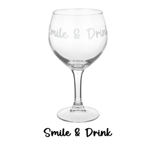 Calice in vetro scritta Smile e drink - 620 ml