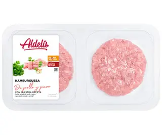 Bandeja de Hamburguesas Mixtas (Pavo y Pollo) Aldelís 4 X 80 G.
