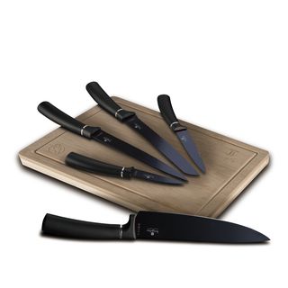SET 5 COLTELLI CON TAGLIERE BAMBU' NERO