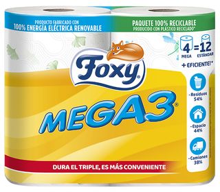 Foxy papel higiénico mega3 4 rollos