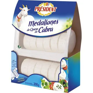 Queso Rulo De Cabra En Medallones President, Bandeja 200 G