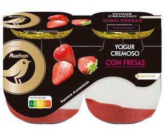 Y. Con Fresas Auchan Gourmet Vidrio 2X125 G