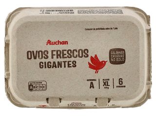 OVOS AUCHAN GALINHAS SOLO CLASSE XL MEIA DÚZIA