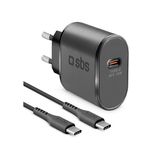 Kit Cargador De Pared Sbs 15W + Cable Usb-C A Usb-C 1M Negro (8018417416491)