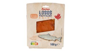 Auchan - Łosoś pacyficzny dziki wędzony plastrowany - 100 g