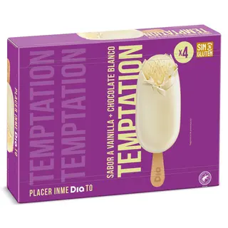 Helado Bombón Chocolate Blanco Dia Temptation 4 X 84 G