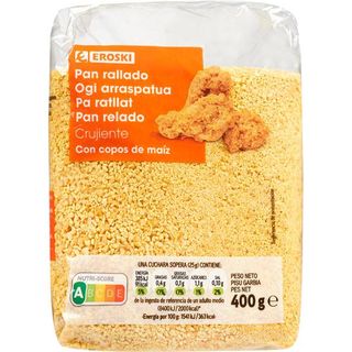Pan Rallado Crujiente Con Copos De Maíz Eroski, Paquete 400 G (25648882)