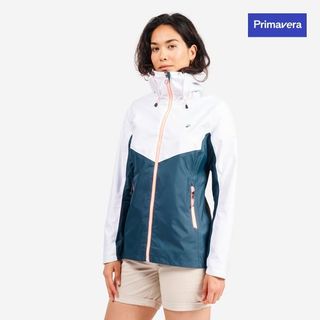 Chaqueta cortavientos impermeable Mujer 100 blanco/gris.L Blanco