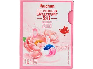 DETERGENTE MÁQ. ROUPA AUCHAN CÁPSULAS 3EM1 PEÓNIA 20D
