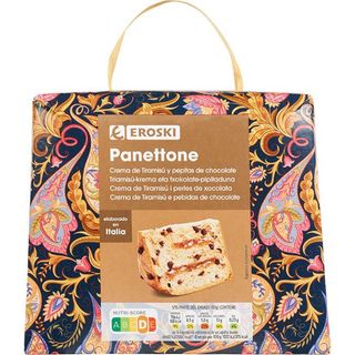 Panettone Crema Tiramisú Y Pepitas Chocolate Eroski, Caja 750 Gr.