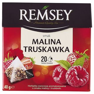 Herbata owocowa piramidki Remsey, 20 torebek: malina-truskawka