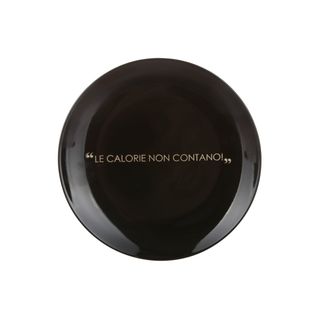 Piatto frutta nero con scritta - 19,5 cm in stoneware