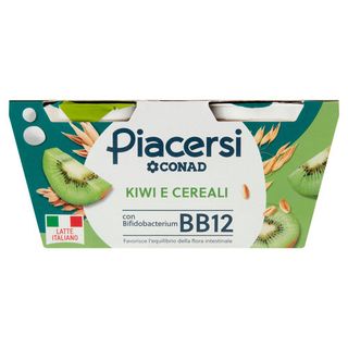 PIACERSI CONAD Kiwi e Cereali con Bifidobacterium BB12 2 x 125 g - 8003170040847