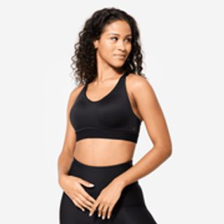 Sujetador top deportivo fitness alto impacto 900 Mujer Domyos negro.S Negro