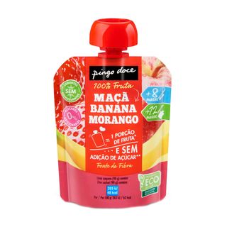 Bolsa de Fruta Maçã, Banana e Morango Pingo Doce 90G