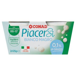 PIACERSI CONAD Bianco Magro 0,1% di Grassi con Bifidobacterium BB12 2 x 125 g - 8003170031258