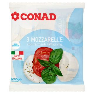 CONAD 3 Mozzarelle con fermenti lattici vivi 3 x 100 g - 8003170018440