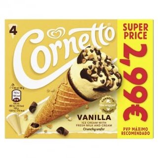 Helado De Vainilla Cornetto 4 Uds.