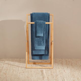 Toalla De Baño De Algodón Egipcio De Rizo Nilo Azul Azulon 50x90 cm