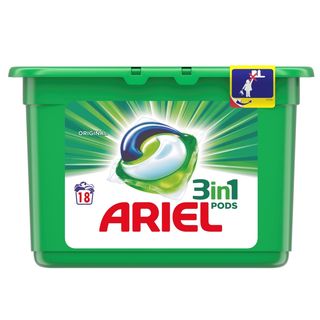 ARIEL Detergente Cápsulas 3 En 1, 18 Lavados