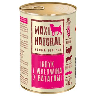 Maxi Natural Karma dla psa Indyk i wołowina z batatami, 400 g