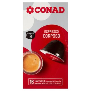 CONAD Espresso Corposo 16 Capsule compatibili con le macchine Nescafé Dolce Gusto 117 g - 8003170074767