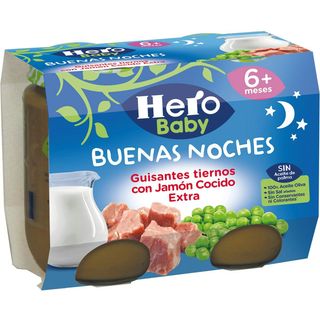 Tarrito Guisantes Con Jamón Buenas Noches - Hero - 2X190G (64804)