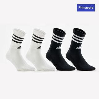 CALCETINES ALTOS DE DEPORTE ADIDAS STRIPES NEGRO BLANCO LOTE DE 4 PARES.40/42