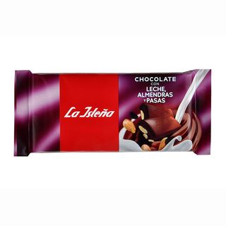 La Isleña tableta de chocolate con pasas y almendras 150 g