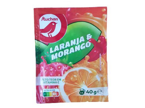 BEBIDA AUCHAN INSTANTÂNEA LARANJA E MORANGO 40G