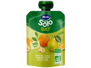 SAQUETA FRUTA HERO SOLO BIO BANANA PERA LARANJA 100 G