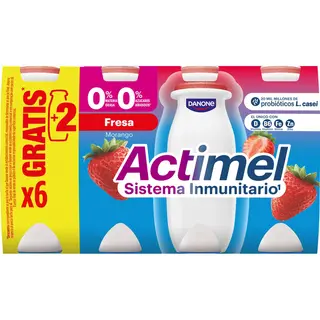 Actimel Sabor Fresa Desnatado 0% 0%, Botellin Pack 6X100Gr 600 G