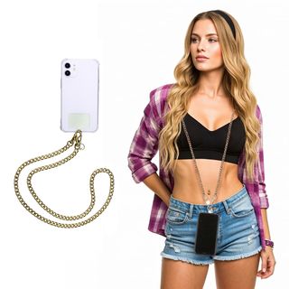 Tracolla smartphone e borsetta dorata - 120 cm