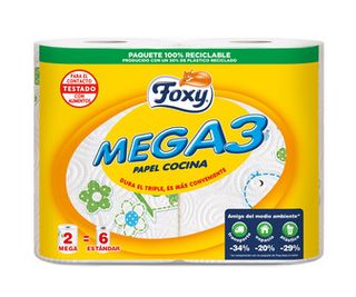 Papel de Cocina de Tres Capas Foxy Mega 3 2 Uds.