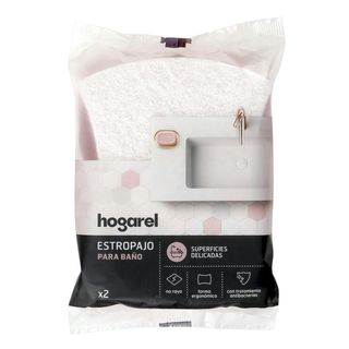Estropajo Para Baño Fibra Blanca Hogarel 2 Uds (293545)