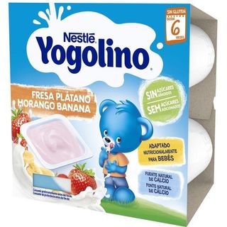 Yogolino sin azúcar de fresa-plátano NESTLÉ, pack 4x100 g (22864359)