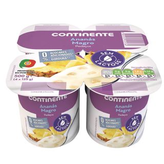 Iogurte Pedaços Magro Ananás sem Lactose Continente (emb. 500 gr (4 un))