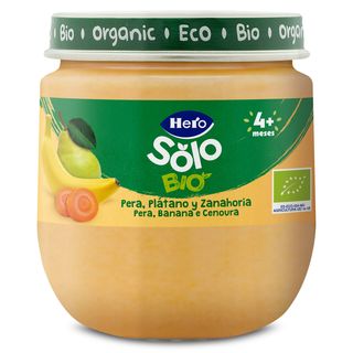 Puré De Pera, Plátano Y Zanahoria 100% Ecológica Hero Frasco 120 G