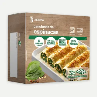 Canelones Espinacas Con Bechamel 2X300 Gr.